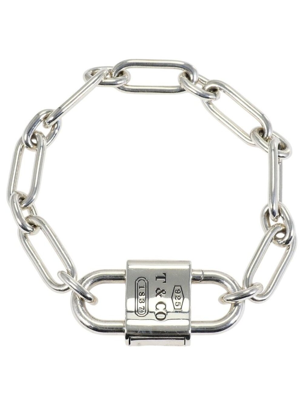 Tiffany & Co 1837 Double Lock 925 Sterling Silver Bracelet 18